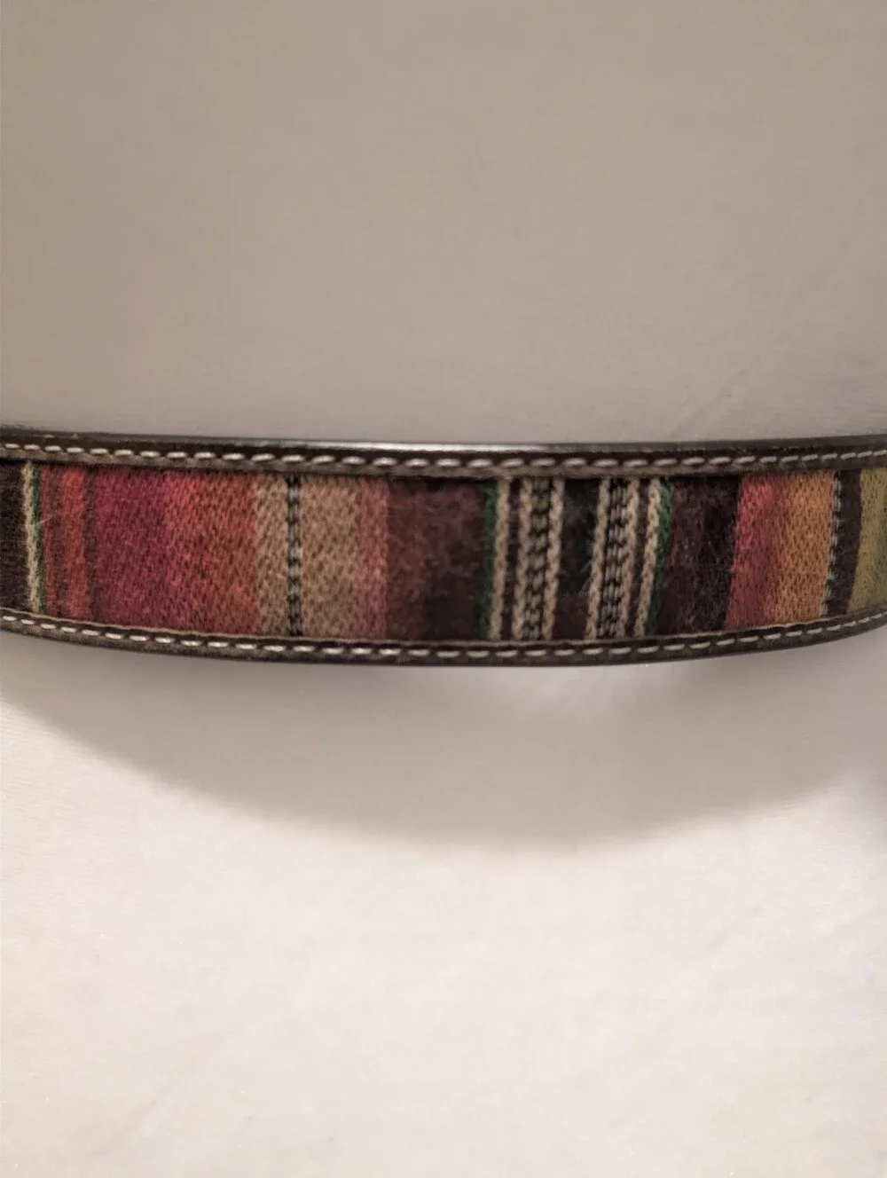 Noona Multicolor Serape Stripe Belt with Silver Floral Engraved Buckle